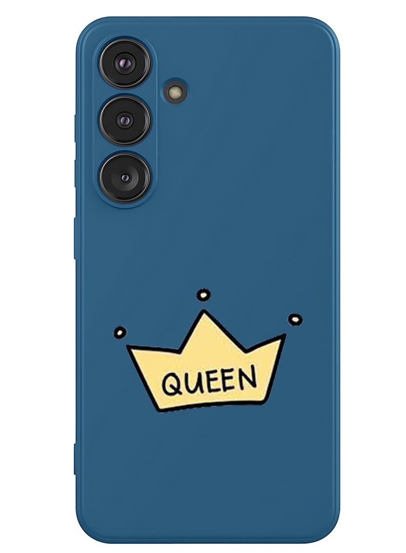 Theodor Protective Slim Fit Case Liquid Silicone Cover with Full Body Protection Anti-Scratch Shockproof Case For Samsung Galaxy S25 Plus (Blue) - Queen crown - Image 1