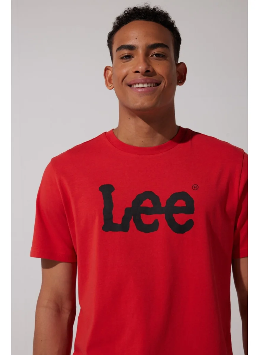 LEE Eu Collection Big Logo Men's Red Crew Neck T-Shirt