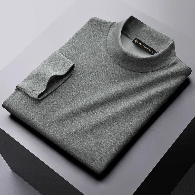Double-Sided Velvet Long-Sleeved T-Shirt For Men In Autum 2023 New Warm And Versatile Bottoming Shirt Casual Half Turtleneck Top Trbottomy Brand - Image 1