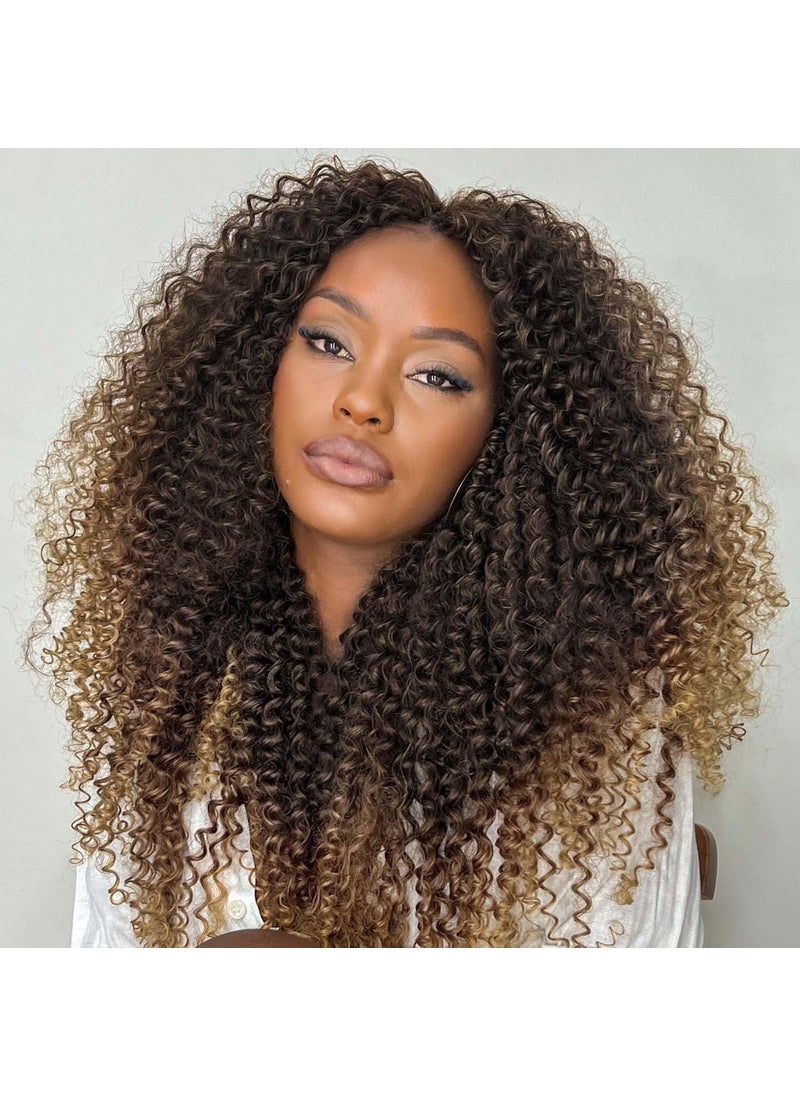 Quantum Love - Quantum Love Kinky Curly Crochet Hair Short Marlybob Jerry Curly Ombre Blonde Hair Extension for Black Women Short Passion Twist Synthetic Hair Extension 6 Pack 18 Inches - Image 1