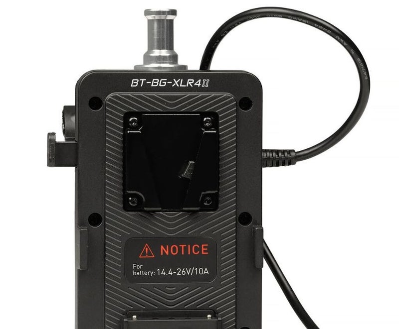 Nanlite BT-BG-XLR4IIV battery grip with a 4-pin XLR connector. It features a non-slip design that ensures a comfortable and stable grip. - Image 3