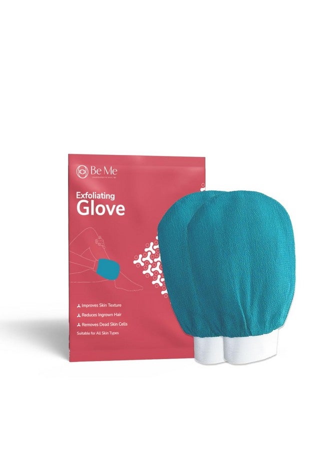 Beme Be Me Exfoliating Glove | Deep Exfoliation & Gentle Scrub | Loofah For Men & Women | Removes Dead Skin & Impurities | Reusable & Quick-Drying for All Skin Types - Cyan (Pack of 2) - Image 1