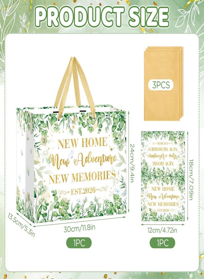 Wayyogh Housewarming Gifts Bag with Tissue Paper Large Sage Green New Home Wrapping Bag Greeting Card for Friends 2026 New House Adventure Warming Gifts Wrap Bags Home Sweet Present Decorations for Women Men - Image 3