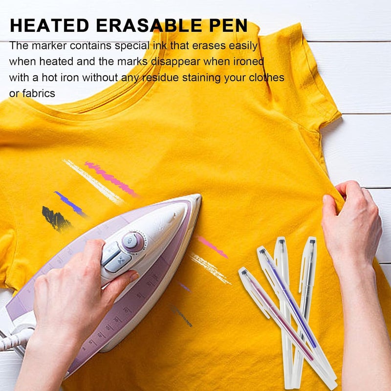 Bcautay 4 Pcs Heat Erasable Pens for Fabric Heat Erasable Fabric Marking Pens with 20 Refills Tailors Sewing Chalk Pencils for Sewing Quilting Embroidery Dressmaking - Image 5