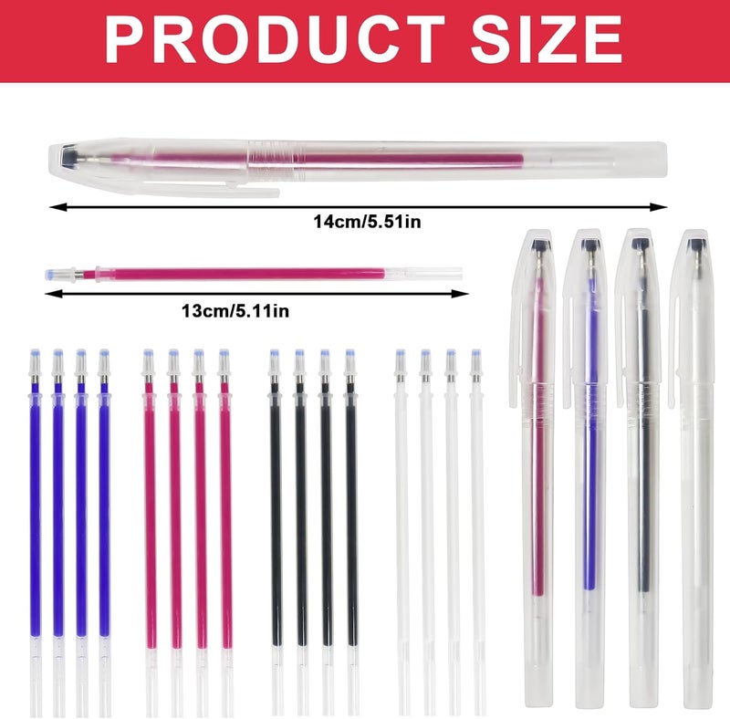 Bcautay 4 Pcs Heat Erasable Pens for Fabric Heat Erasable Fabric Marking Pens with 20 Refills Tailors Sewing Chalk Pencils for Sewing Quilting Embroidery Dressmaking - Image 2