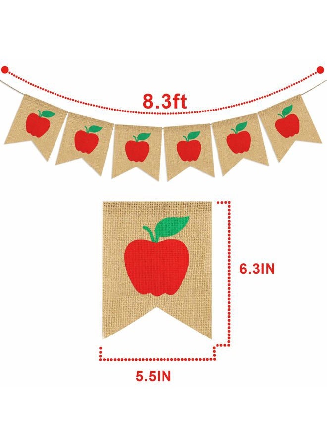 Partyprops Apples Banner Burlap - Back To School Banner - Fall Banner - School Banner - Classroom Decor - Teacher Gifts - Apple Themed Party Decorations - Image 3