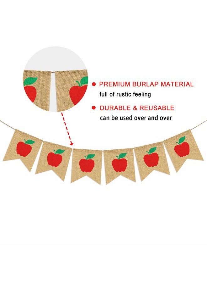 Partyprops Apples Banner Burlap - Back To School Banner - Fall Banner - School Banner - Classroom Decor - Teacher Gifts - Apple Themed Party Decorations - Image 4
