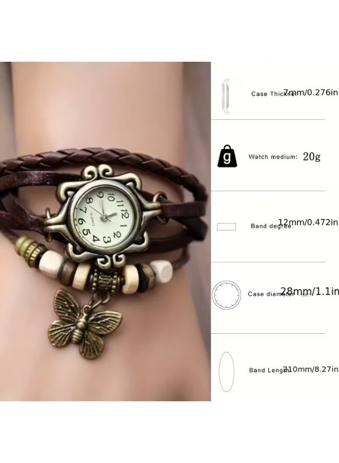 Classic wristwatch for girls featuring a green strap and a butterfly design. - Image 2