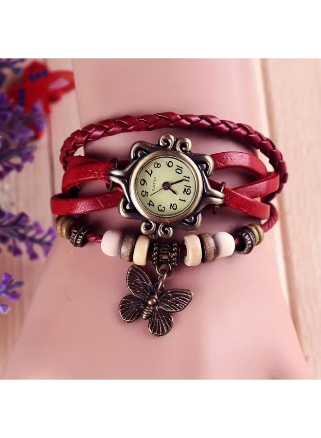 Classic wristwatch for girls featuring a green strap and a butterfly design. - Image 5