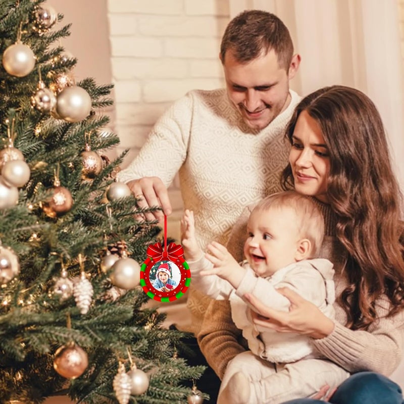 سيكوهوم زينة إطار عيد الميلاد 2020، زينة صورة إكليل عيد الميلاد مقاس 2.8 × 3 بوصة، زينة عيد الميلاد للشجرة لعام 2020 - Image 2
