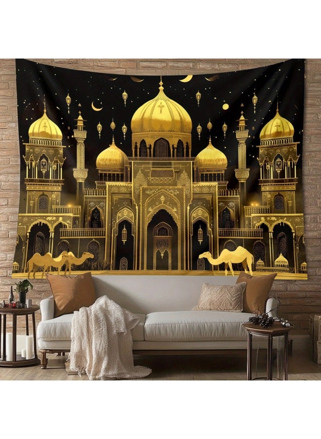 لافتة عيد مبارك - قماش خلفية للعيد - 180×230 (قماش مصقول مستورد) - لوازم الحفلات، ديكور حائط منزلي، هدية العيد - Image 1