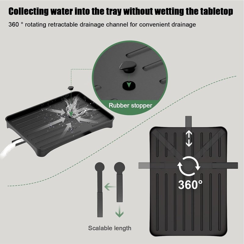 YHK TRADEMART YHK Dish Drainer with Dish Tray 5in1 Dish Dryer TwoStep Dish Organiser with Cup Holder Utensil Holder and Chopping Board Holder Over The Sink Kitchen Tableware Stand - Image 4