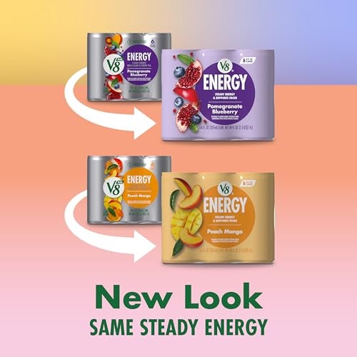 V8 Energy Pomegranate Blueberry and Peach Mango Energy Drinks 8 fl oz Can 24 Pack - Image 5