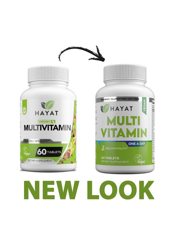 HAYAT Vitamins Vegan Natural Multivitamin, Daily Vitamins with Vitamin A, C, D, E, B1, B2, B3, B6, B12, Biotin, Zinc and More, 2 Month Supply, All Natural, Certified Halal, 60 Tablets, Made in The USA - Image 2