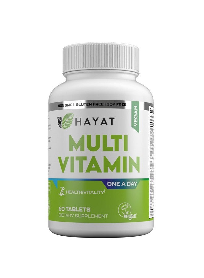 HAYAT Vitamins Vegan Natural Multivitamin, Daily Vitamins with Vitamin A, C, D, E, B1, B2, B3, B6, B12, Biotin, Zinc and More, 2 Month Supply, All Natural, Certified Halal, 60 Tablets, Made in The USA - Image 1