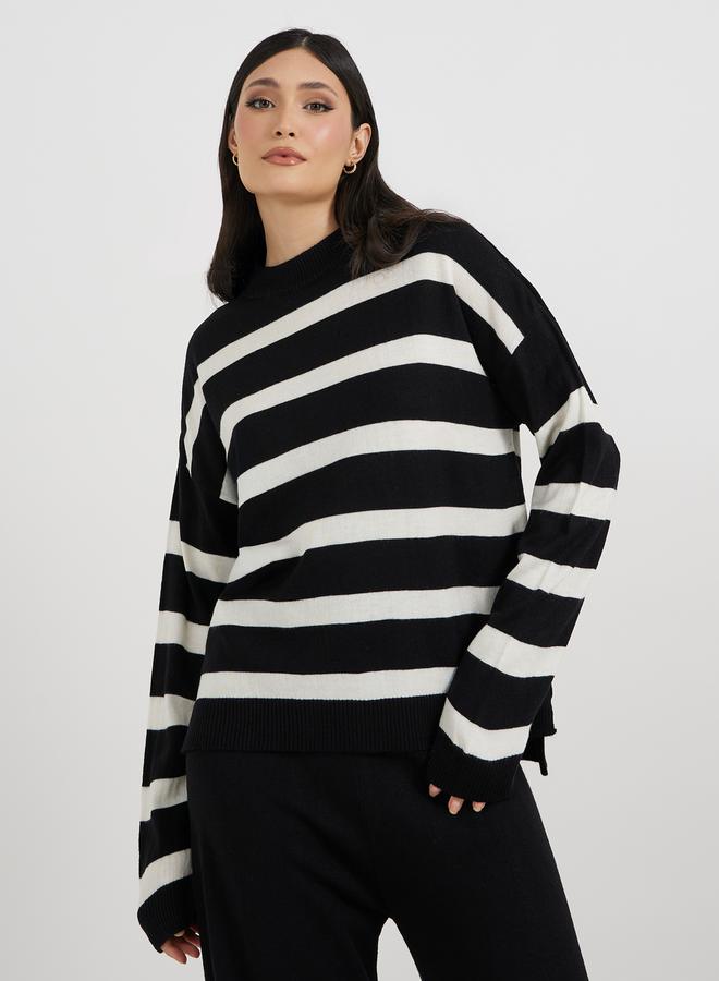Styli Oversized Striped Sweater and Wide Leg Pants Co-Ords  - Image 1