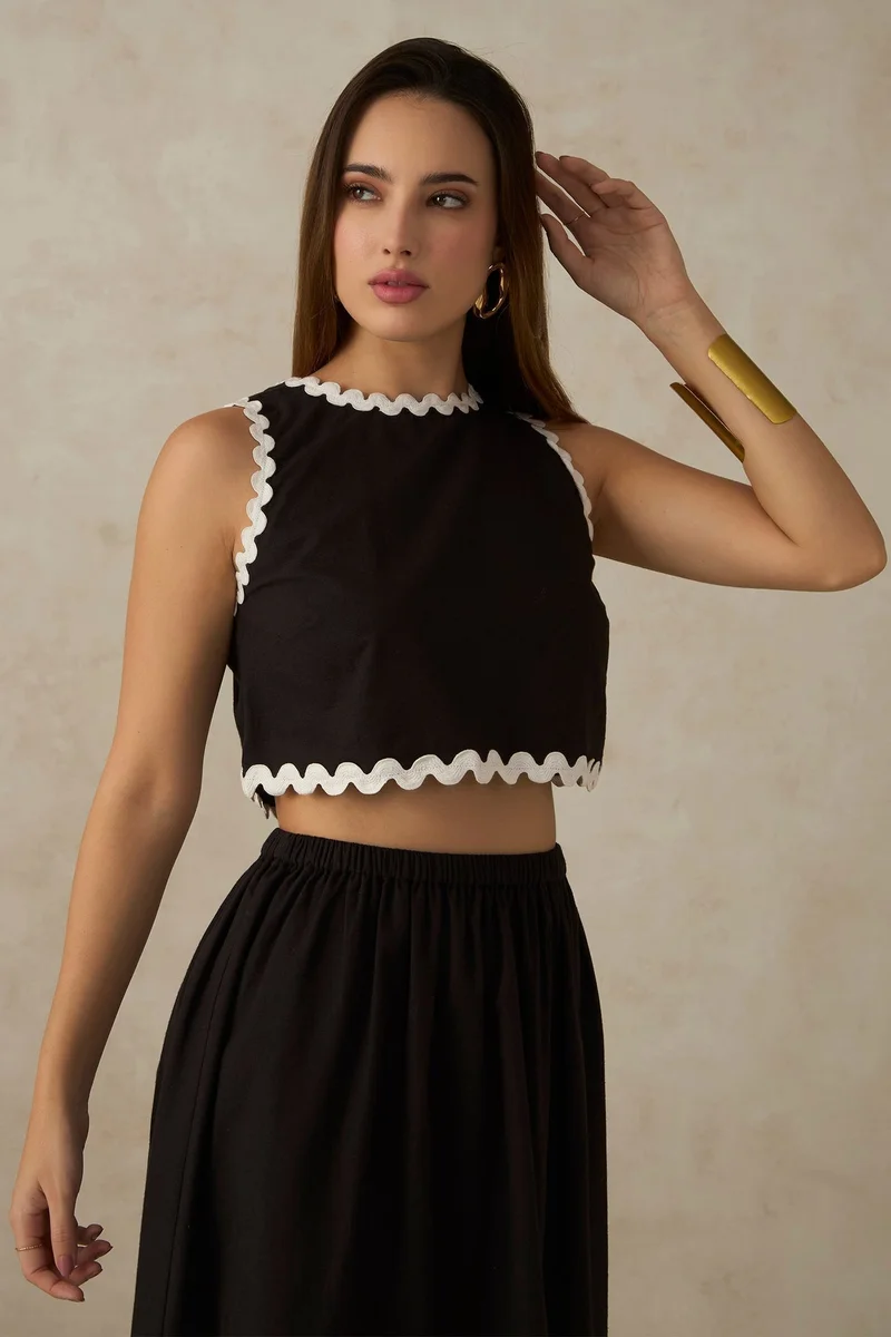 Virgio VIRGIO 100% Cotton Black Crop Top