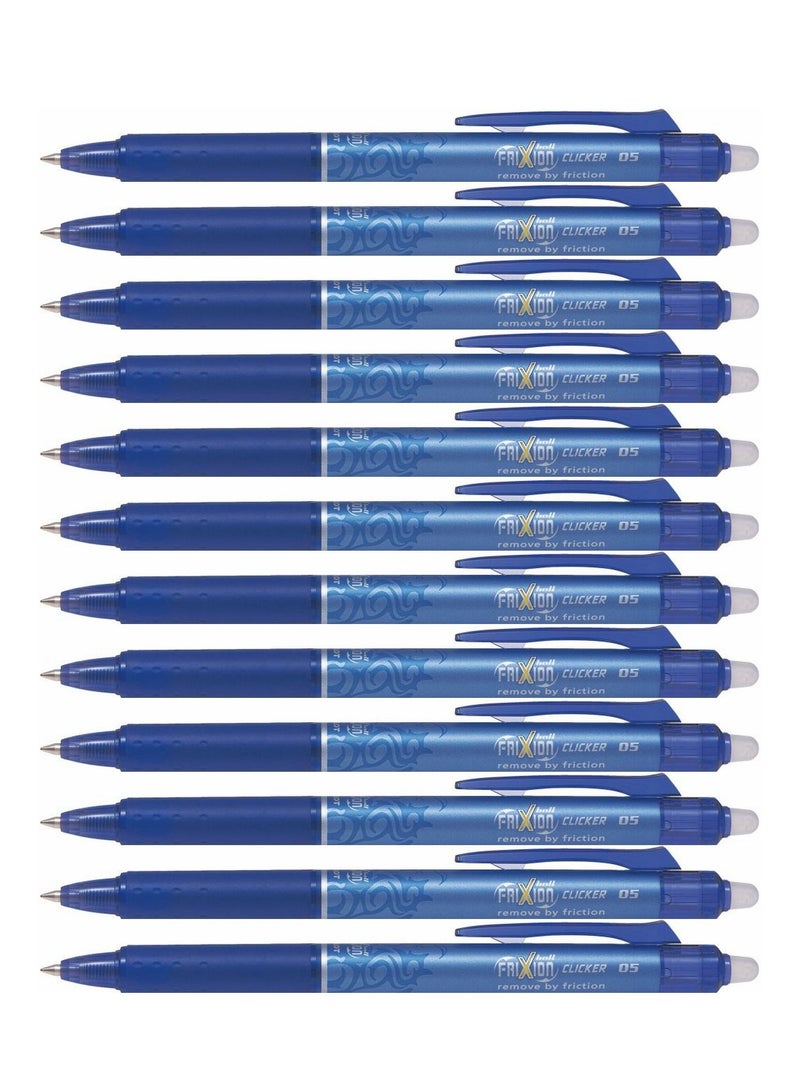 PILOT 12-Piece Frixion Clicker Erasable Ball Pen 0.5mm Tip Blue Ink  - Image 1