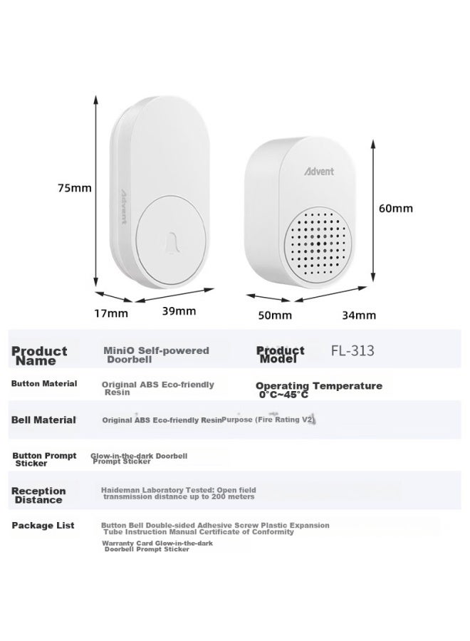 Advent Fl Transmitter, Wireless Doorbell With Self-generating Power And Individual Button - Image 3