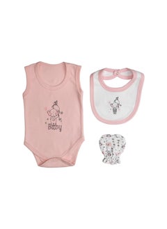 Babies Basic 7 Piece Unisex 100% Cotton Set Include Bib, Socks, Mitten, Cap, Romper, Top And Bottom Set, Pink  - Image 4