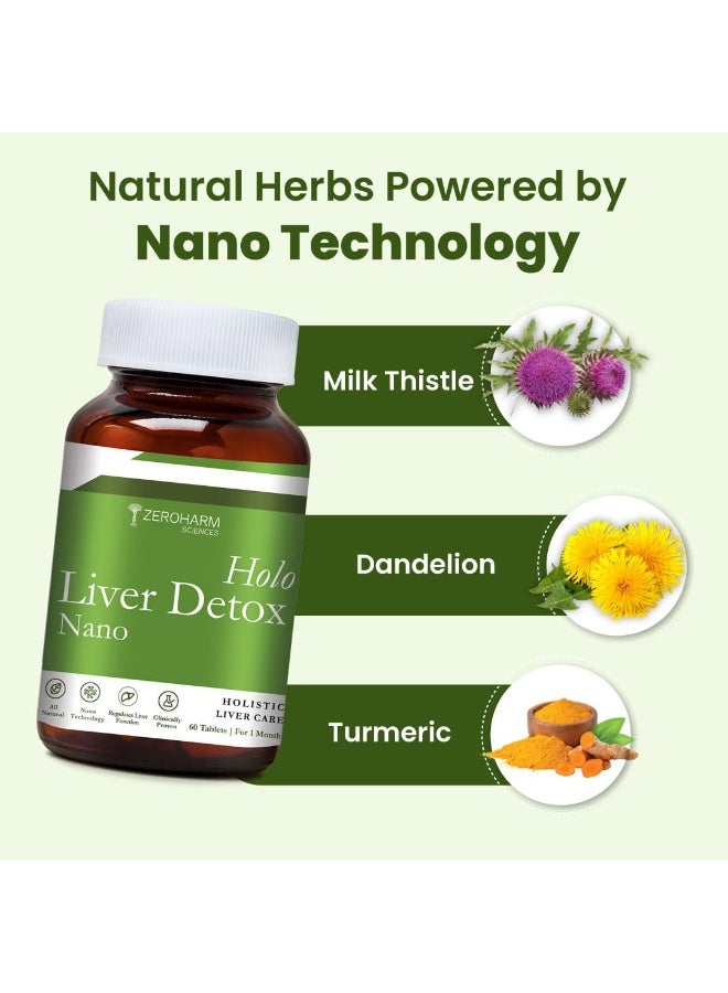 ZEROHARM Nano Liver Detox Supplement 800mg | Milk Thistle, Silymarin Extract, Dandelion & Turmeric | Supports Fatty Liver | Antioxidant Defense, Metabolism & Immune Function | 120 Tablets - Image 3