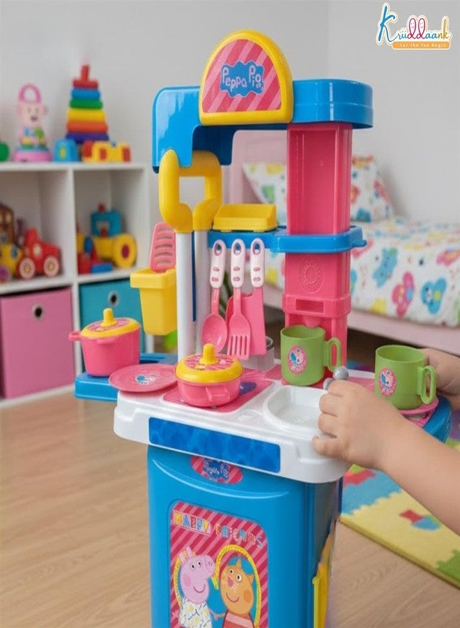 Kriiddaank Peppa Pig Kitchen Set - Set Imaginative, Portable Kitchen Playset with Trolley, Utensils & Chef for Girls | Pretend Play Kitchen Set | Cooking & Baking Fun for Kids - Image 2
