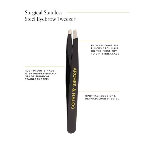 Arches & Halos Surgical Stainless Steel Eyebrow Tweezers - Groom, Pluck and Precisely Shape Brows - Ophthalmologist and Dermatologist Tested - 1 Pc - Image 2