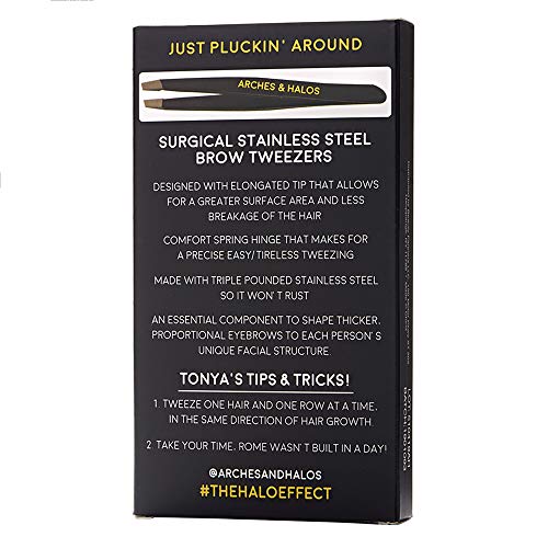 Arches & Halos Surgical Stainless Steel Eyebrow Tweezers - Groom, Pluck and Precisely Shape Brows - Ophthalmologist and Dermatologist Tested - 1 Pc - Image 5