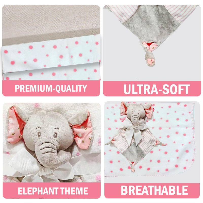 FunBlast Baby Wrap Blanket (90 cm x 74 cm) with Soft Elephant Hanky Rattle - Ultra-Soft, Cozy & Breathable Newborn Swaddle for Boys & Girls, Blanket Gift Set for Infants, 0+ Years (Pink) - Image 5