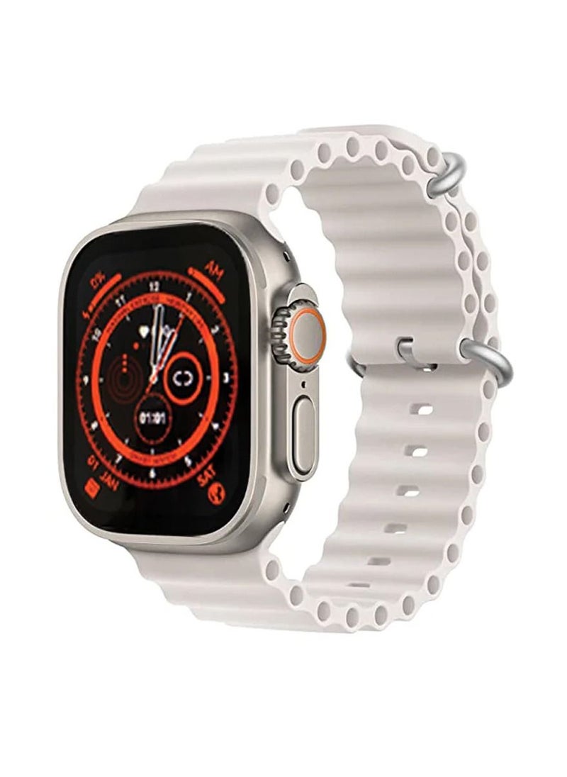 modio - Modio MH6 smart watch ultra 2 inch large display with wireless charger for mens and womens (Silver) - Image 1