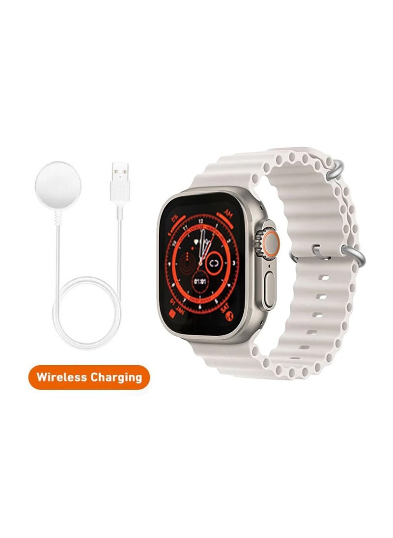 modio - Modio MH6 smart watch ultra 2 inch large display with wireless charger for mens and womens (Silver) - Image 1