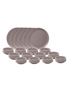 Cello Cello Melamin Earthen Buffet Set Mink Gray 18 Pcs Dinner Set (Grey)  - Image 1