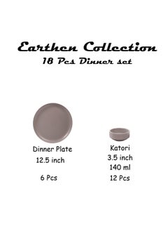 Cello Cello Melamin Earthen Buffet Set Mink Gray 18 Pcs Dinner Set (Grey)  - Image 2