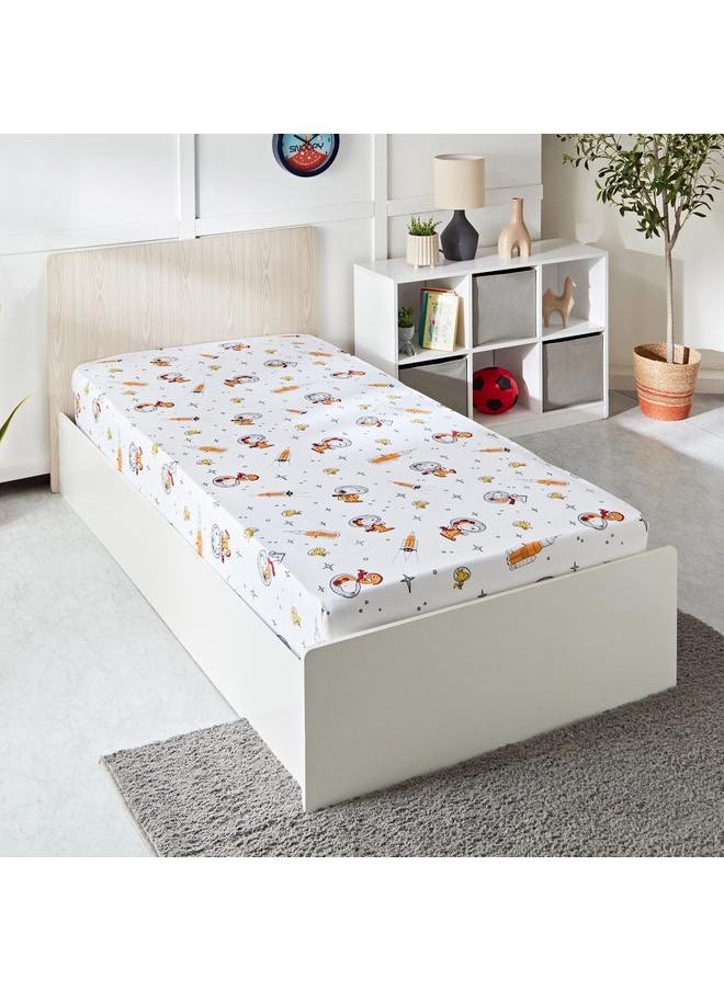 Snoopy Single Fitted Sheet 90X200 Plus 25 Cm  - Image 1
