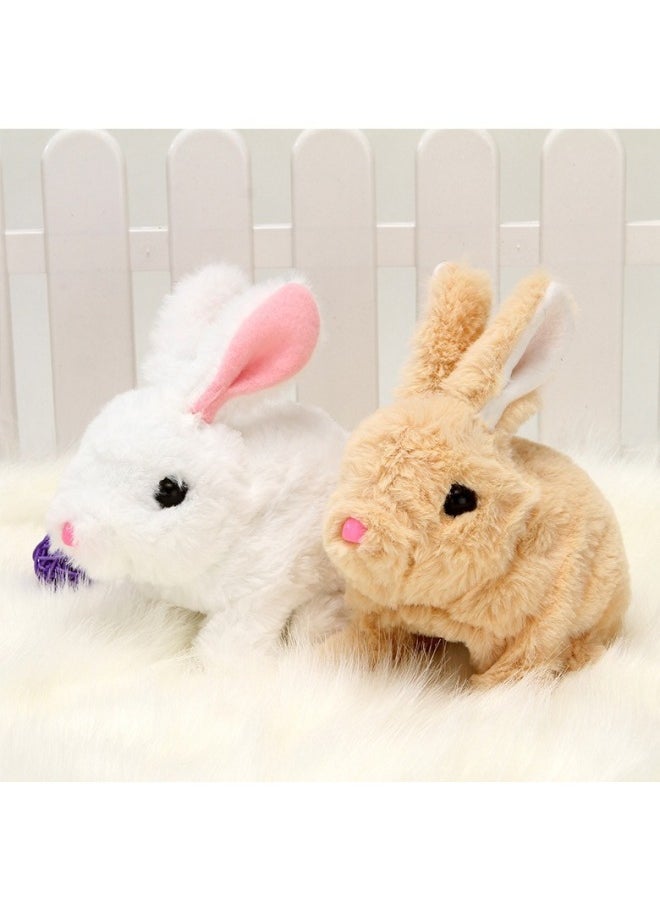 Simulation Toy Dog Electric Plush Toy Dog Will Call Walking Teddy Husky Advance And Retreat Electronic Pet Dog Stall-Specifications:Rabbit Fur Dog White