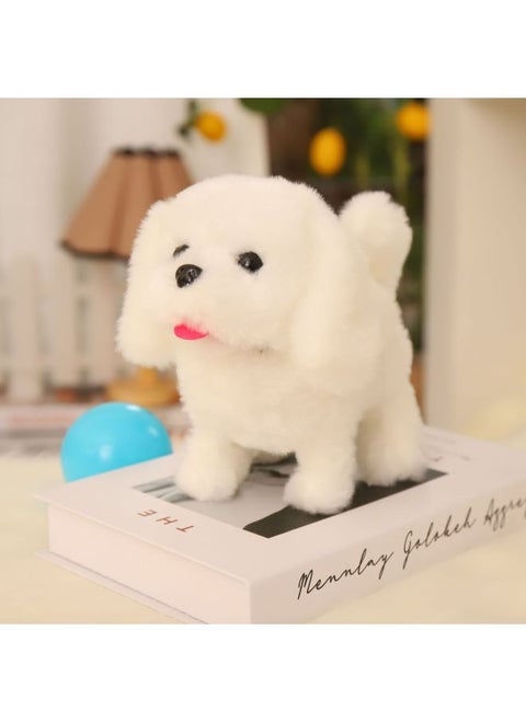 Simulation Toy Dog Electric Plush Toy Dog Will Call Walking Teddy Husky Advance And Retreat Electronic Pet Dog Stall-Specifications:Rabbit Fur Dog White