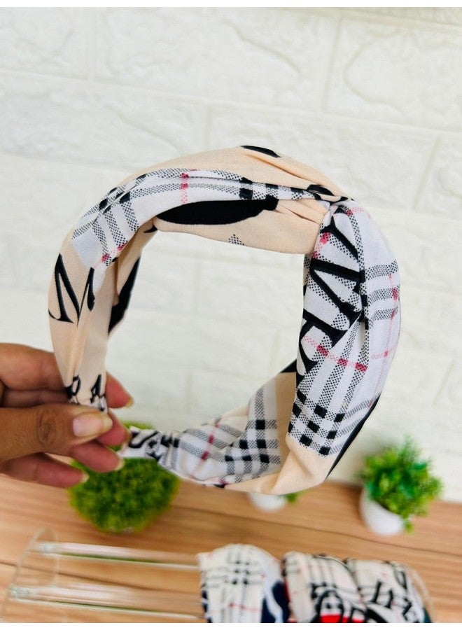 Radhya Accessories Korean Handmade Soft Padded Stretchable Adjustable Knot Hairband for Girls Women Fancy Party Wedding Headband(1 pc) (Beige, Free) - Image 1