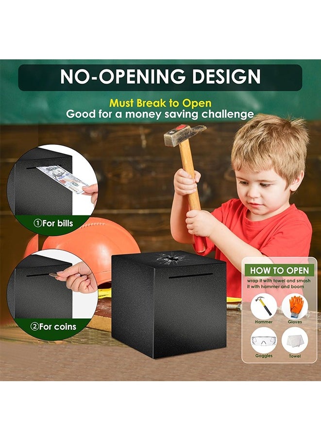 Generic Piggy Bank Made of Stainless Steel Piggy Banks for Adults Coin Bank Can Only Save The Piggy Bank That Cannot be Taken Out( Must Break to Open)- 12*12*12 cm square  - Image 2