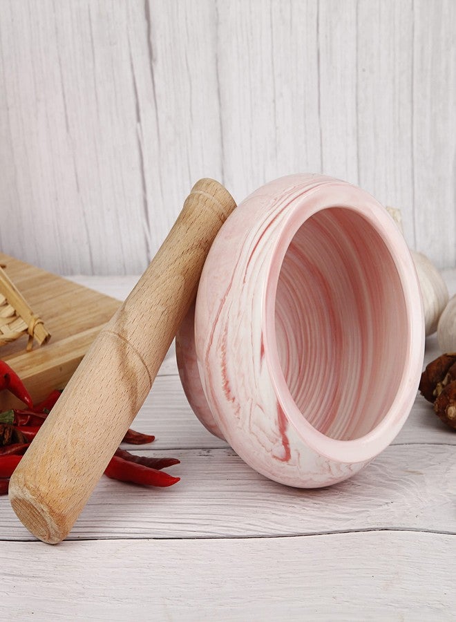 HPYNPES Mortar and Pestle Set- Ceramic Kitchen Mortar and Pestle for Spices, Herbs & More- Durable Mortar with Anti-Slip Base and Sturdy Wooden Pestle with Finest Grinding Ability- 2.6 Cups Capacity - Image 3