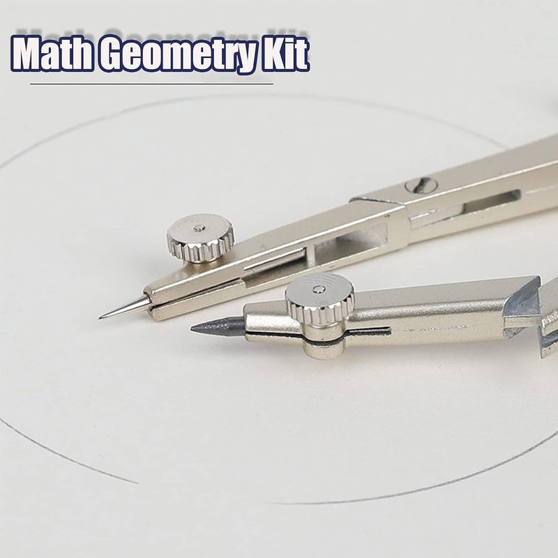 Ysglory 13 Pcs Compass and Protractors Set Math Compass Geometry Tool Metal Geometry Kit Precision Drawing Tool Circle Triangle Ruler Protractor with Storage Case for Kids Architects Engineers Students - Image 2