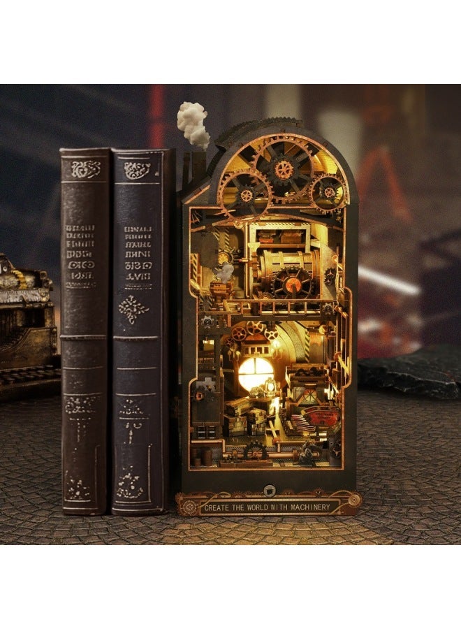 Qiaole Star Diy Cabin Book Stand SL19 Mechanical Rhythmic Manual Assembled Cyberpunk Style Book Stand Model Ornaments-Color:Sl19-a Mechanical Rhythm (english Packaging + English Instructions)