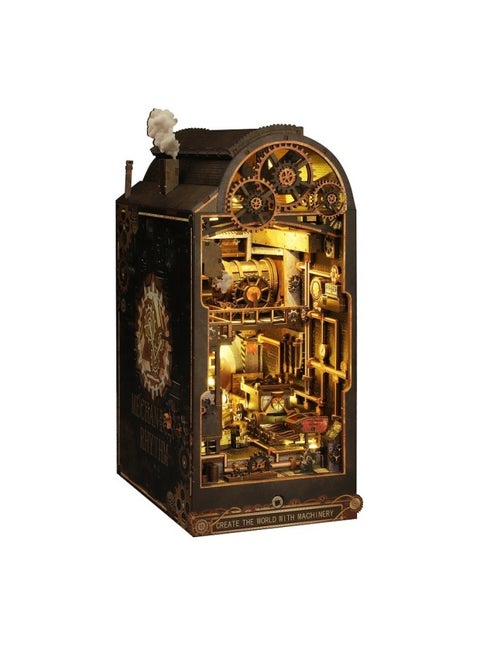 Qiaole Star Diy Cabin Book Stand SL19 Mechanical Rhythmic Manual Assembled Cyberpunk Style Book Stand Model Ornaments-Color:Sl19-a Mechanical Rhythm (english Packaging + English Instructions)