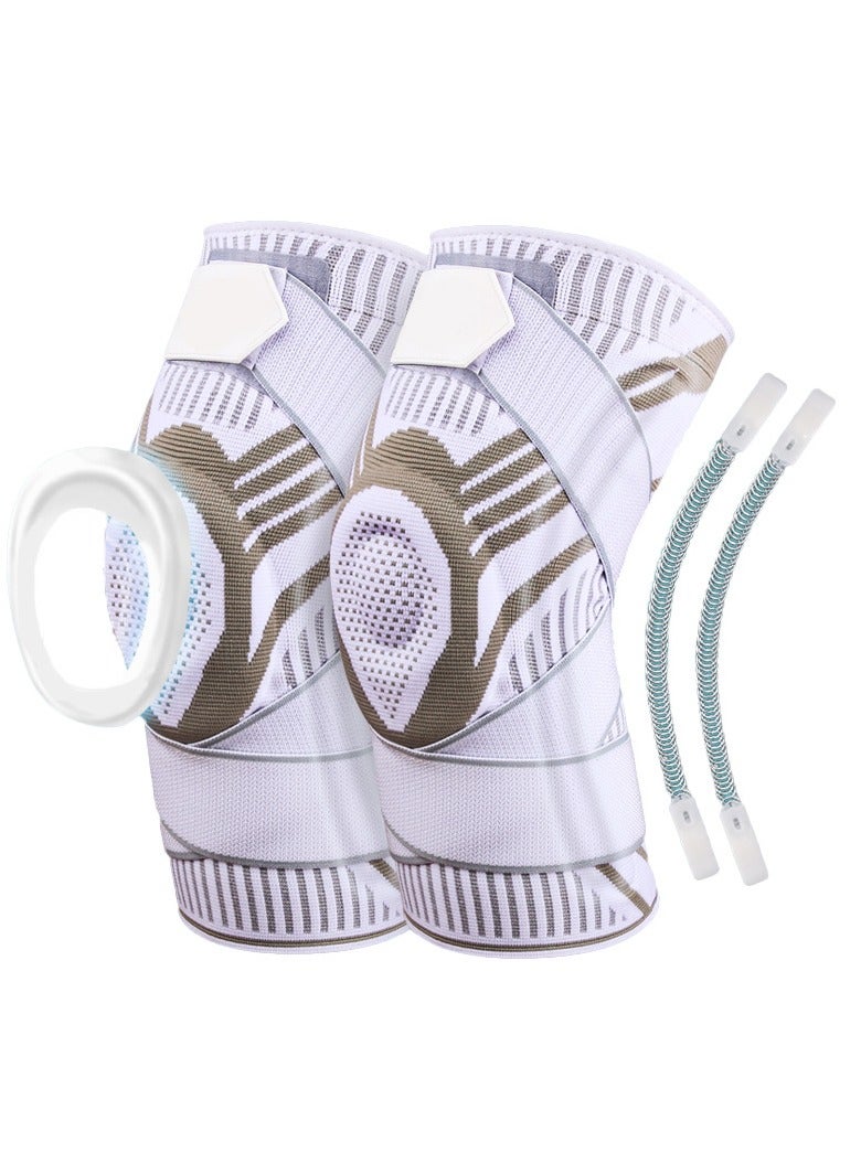 شفاء الحياة دعامة ركبة احترافية من السيليكون، دعامة ركبة احترافية للرجال، دعامة ركبة للرجال، دعامة ركبة للنساء، مناسبة للجري، الرباط الصليبي الأمامي، المفاصل، مناسبة للأشخاص الذين يتراوح محيط ركبتهم العلوي 56-62 سم - 2 قطعة - Image 1