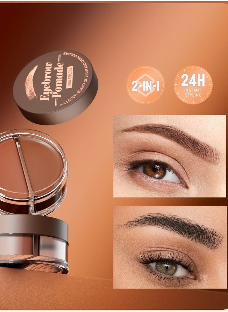 HelloKiss 2 Color Eyebrow Pomade Natural Long Lasting Waterproof Eyebrow Makeup Gel with Eyebrow Brush Eyebrow Color Cream and Eyebrow Styling Brow Shaping Gel Pomade Dark Brown and Black 03  - Image 4