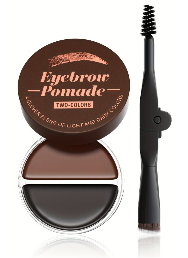 HelloKiss 2 Color Eyebrow Pomade Natural Long Lasting Waterproof Eyebrow Makeup Gel with Eyebrow Brush Eyebrow Color Cream and Eyebrow Styling Brow Shaping Gel Pomade Dark Brown and Black 03  - Image 1