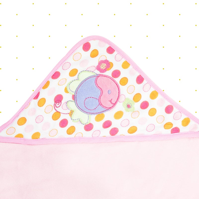 Spasilk Baby Bath Hooded Terry Towel with 3 Washcloths, Baby Bath Essentials, One Size, Pink Fish - Image 3