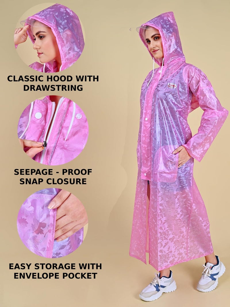 Rupa Rainwear for Women, Waterproof PVC Rain Jacket with Carry Bag, Petals Design, Pack of 1 - Image 2