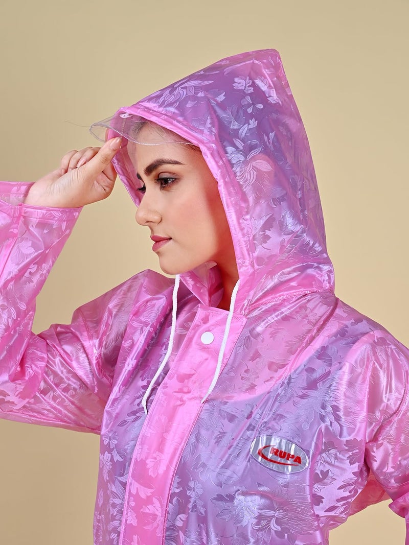 Rupa Rainwear for Women, Waterproof PVC Rain Jacket with Carry Bag, Petals Design, Pack of 1 - Image 5
