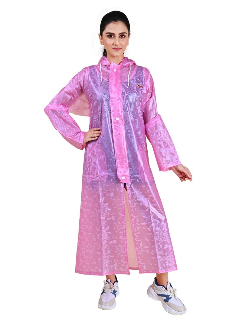 Rupa Rainwear for Women, Waterproof PVC Rain Jacket with Carry Bag, Petals Design, Pack of 1 - Image 1