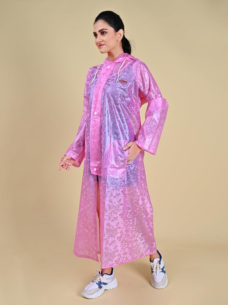 Rupa Rainwear for Women, Waterproof PVC Rain Jacket with Carry Bag, Petals Design, Pack of 1 - Image 3